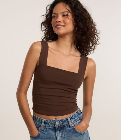 Blusa Musculosa Básica con Escote Cuadrado