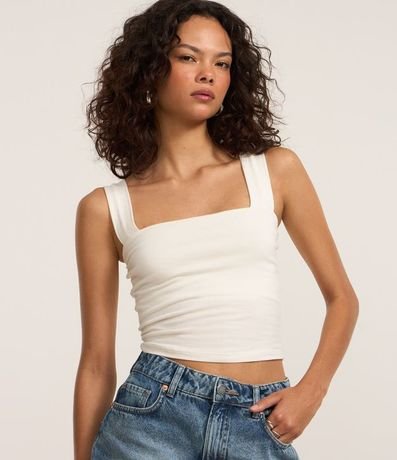 Blusa Musculosa Básica con Escote Cuadrado