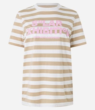 Remera T-shirt en Algodón con Estampa Rayada y Lettering Solar 5