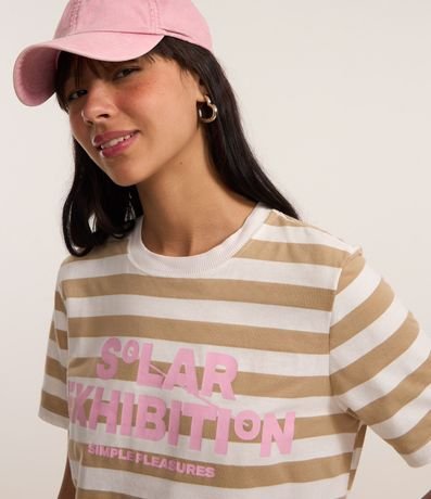 Remera T-shirt en Algodón con Estampa Rayada y Lettering Solar 2