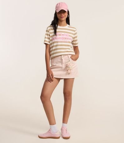 Remera T-shirt en Algodón con Estampa Rayada y Lettering Solar 2