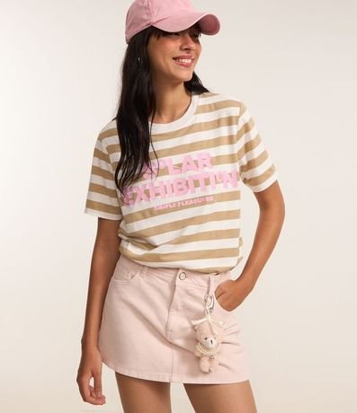 Remera T-shirt en Algodón con Estampa Rayada y Lettering Solar 3