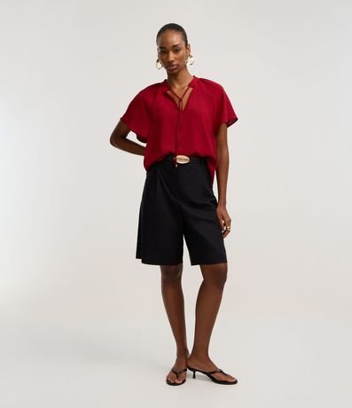 Blusa en Airflow con Lazo en el Cuello y Manga Godê 2