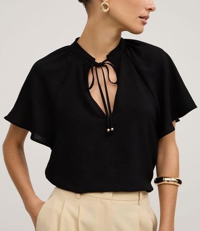Blusa en Airflow con Lazo en el Cuello y Manga Godê 4