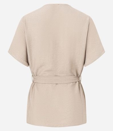 Blusa en Crepé con Escote V y Lazo en la Cintura 6