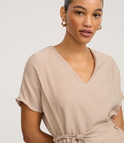 Blusa en Crepé con Escote V y Lazo en la Cintura 3