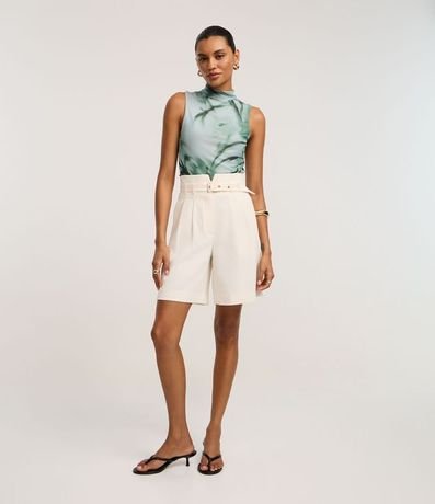 Blusa en Tule con Cuello Alto y Estampa Abstracta 2