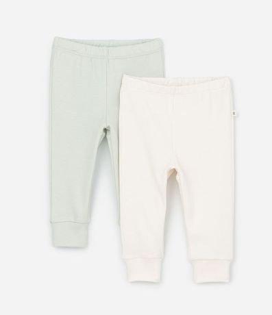 Kit 02 Pantalones Infantil con Puño Largo- Talle RN a 12 meses