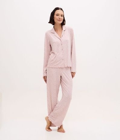 Pijama Americana Largo Peach Touch de Lunares 2