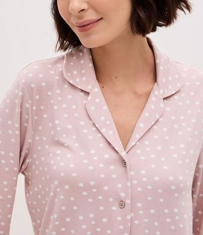 Pijama Americana Largo Peach Touch de Lunares 3