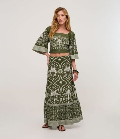 Blusa en Piquet con Manga Evasê y Estampa Arabesco 3