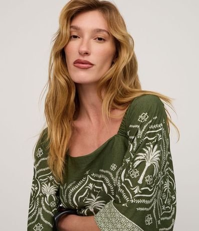 Blusa en Piquet con Manga Evasê y Estampa Arabesco 4