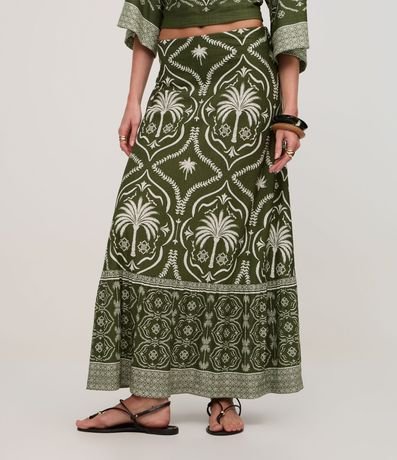 Pollera New Midi en Piquet con Estampado Arabesco Tropical 4