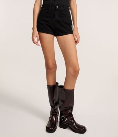 Short Slim Cintura Alta en Jeans con Brillo Lateral 3