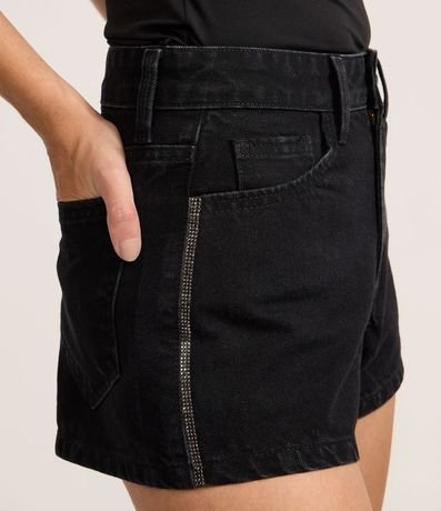 Short Slim Cintura Alta en Jeans con Brillo Lateral 4