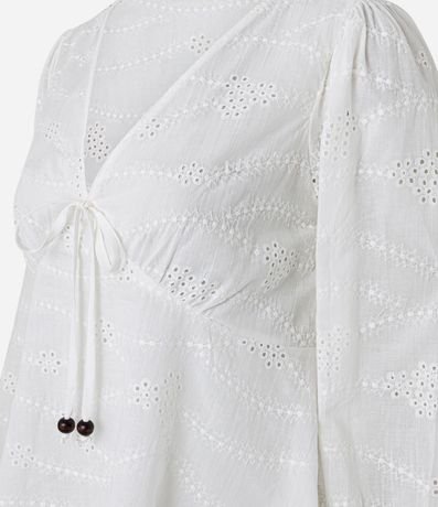 Blusa en Laise con Manga Abullonada y Lazo 6