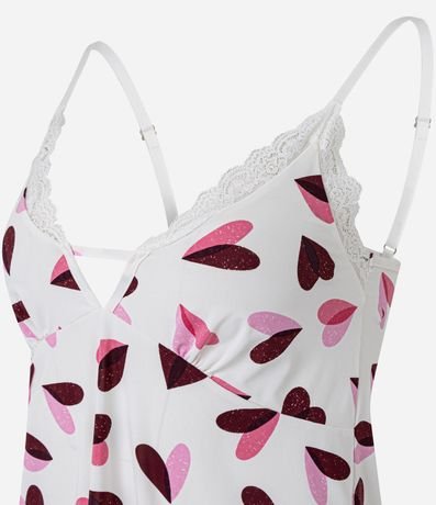 Pijama Short Doll en Microfibra con Breteles Finos y Estampa de Corazón 5