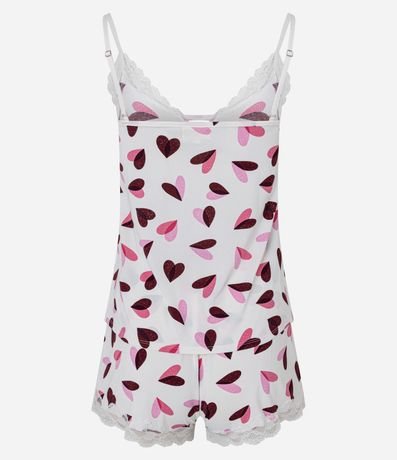 Pijama Short Doll en Microfibra con Breteles Finos y Estampa de Corazón 6