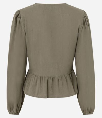 Blusa Bata con Bordado y Lazo Delantero 7