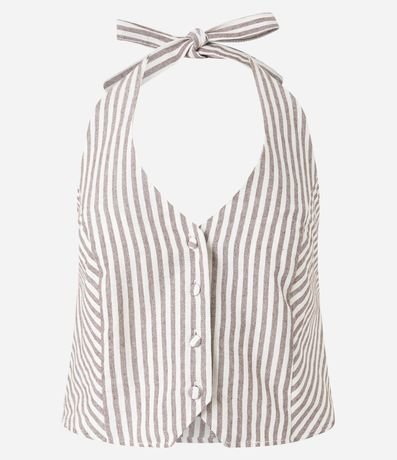 Blusa Frente Única en Jeans con Rayas Verticales 5