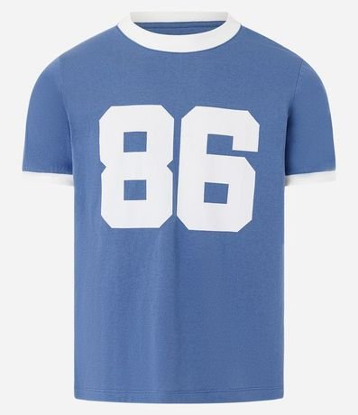 Remera Deportiva Baby Tee con Rib y Estampa Lettering 86 5