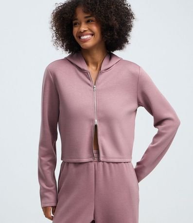 Campera en Modal con Capucha y Cierre en Cremallera