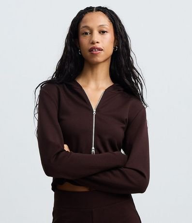 Campera en Modal con Capucha y Cierre en Cremallera