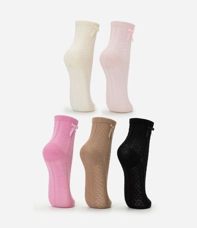 Kit 05 Medias Infantiles Pointelle con Lazo Lateral – Talle 19/22 al 31/34 2