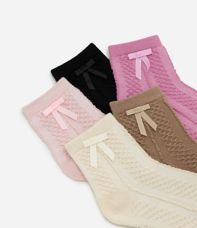 Kit 05 Medias Infantiles Pointelle con Lazo Lateral – Talle 19/22 al 31/34 4