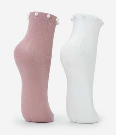 Kit 02 Medias Infantiles Cano Mediano con Perla Artificial – Talle 22 a 34 3