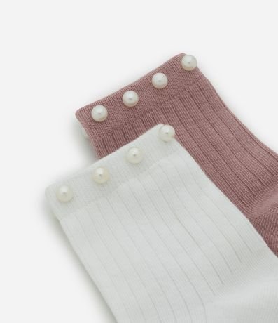 Kit 02 Medias Infantiles Cano Mediano con Perla Artificial – Talle 22 a 34 4