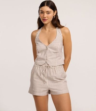 Short Runner Cintura Alta en Cotton con Rayas Verticales 2