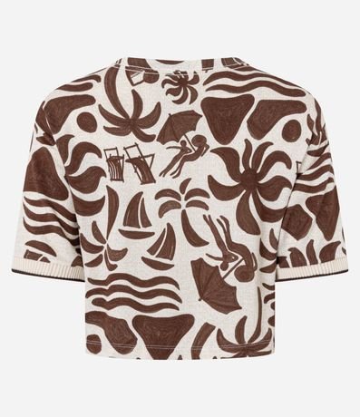 Blusa Cropped T-shirt en Viscosa con Estampa de Ícones de Playa 6