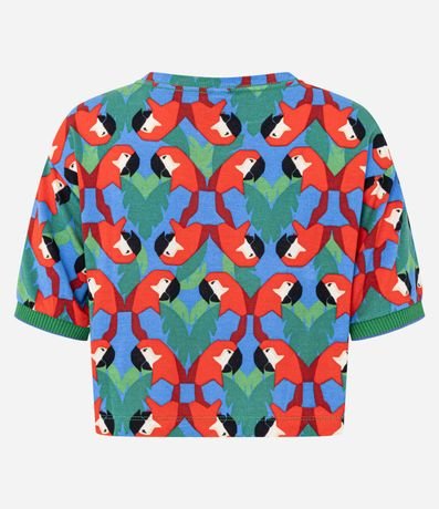 Blusa T-shirt en Viscosa con Estampa Tropical Geométrica 5