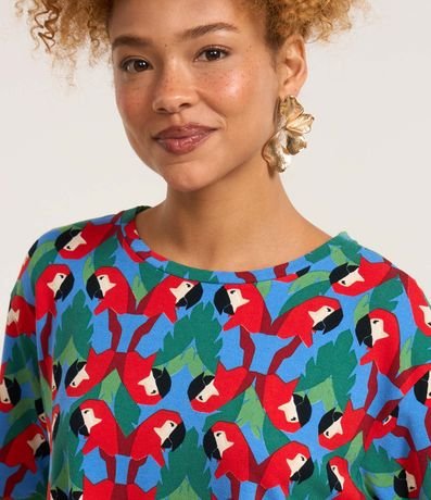 Blusa T-shirt en Viscosa con Estampa Tropical Geométrica 3