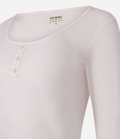 Pijama Largo en Rib con Estampado de Corazón 5