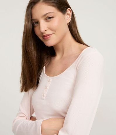 Pijama Largo en Rib con Estampado de Corazón 2