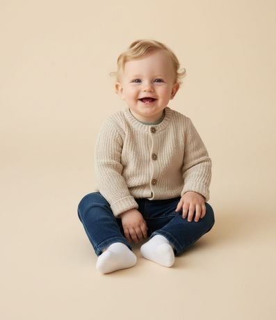 Cardigan Infantil en Punto con Bordado en la Espalda – Talle 0 a 18 Meses 2