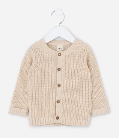 Cardigan Infantil en Punto con Bordado en la Espalda – Talle 0 a 18 Meses