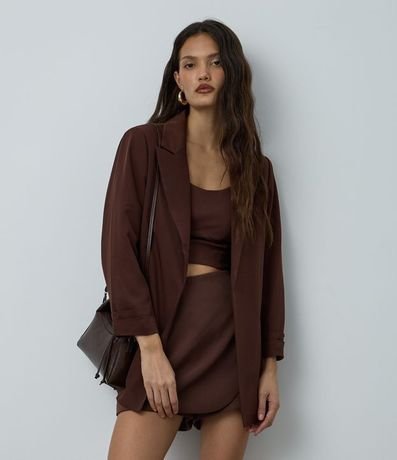 Blazer Oversized Alargado en Sastrería con Pliegues en el Puño