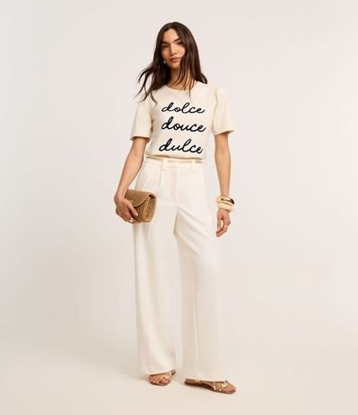 Remera en Algodón con Estampa Dolce y Manga Plegada 2
