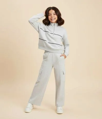 Pantalón Infantil Wide Leg en Algodón con Bolsillos Cargo – Talle 5 a 16 años 1
