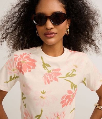 Blusa Slim en Algodón con Cuello Redondo y Estampado Floral 3
