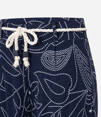 Pantalón Recto Acanalada en Viscosa con Cinturón Cuerda y Estampa Follaje 6