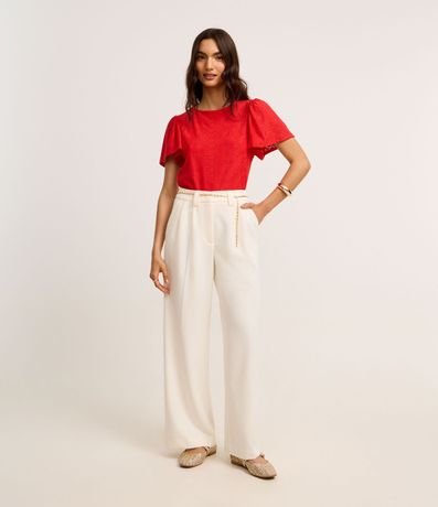 Blusa en Laise con Manga Abullonada y Bordado Cutout 2