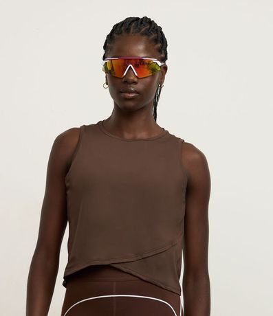 Musculosa Cropped Deportiva en Microfibra con Ruedo Traspasada