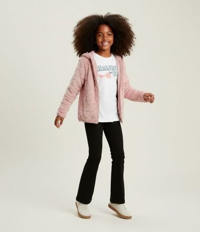 Campera Infantil en Fleece con Capucha y Relieve de Corazones – Talle 5 a 16 años