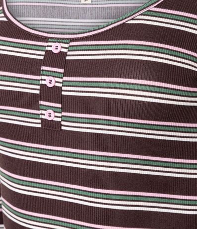 Pijama Largo en Rib con Estampado Rayada 5