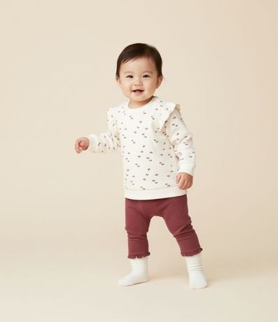 Conjunto Infantil en Capitoneada con Cerezas y Legging Polar – Talle RN a 18 Meses