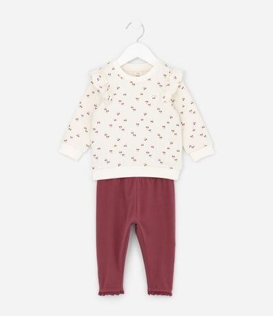 Conjunto Infantil en Capitoneada con Cerezas y Legging Polar – Talle RN a 18 Meses 2